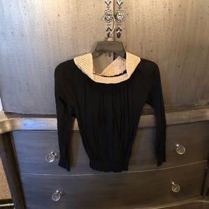 Black linen off shoulder shirt